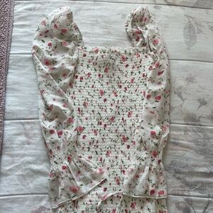 Princess Polly Floral Smocked Bell Sleeve Bodycon Mini Dress